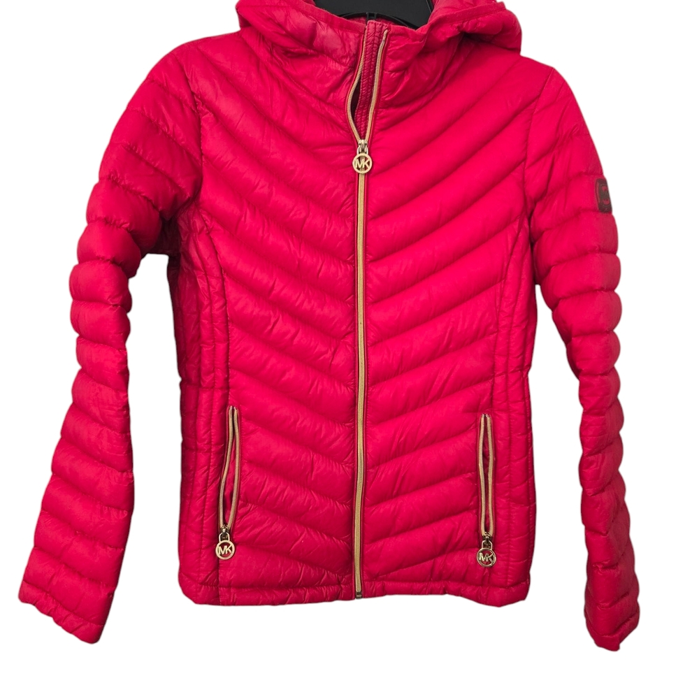 MICHAEL Michael Kors Red Puffer Jacket with Hood